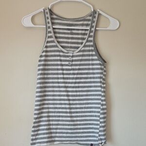 Tommy Hilfiger Gray and White Striped Tank Top